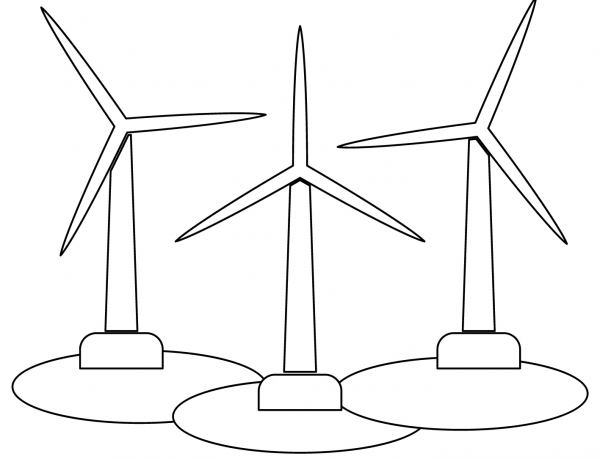 Wind Turbine coloring page image