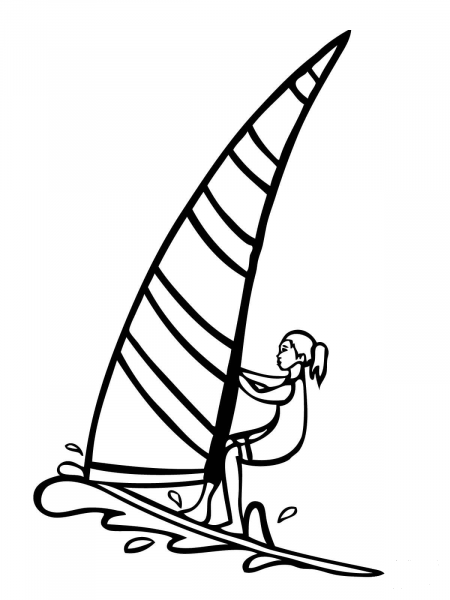 Windsurfer Girl coloring page image