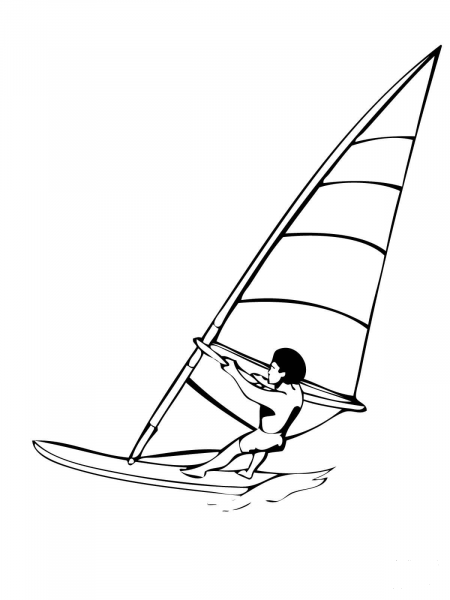 Windsurfing coloring page image