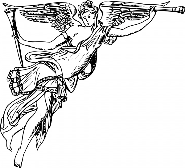 Winged Herald coloring page image