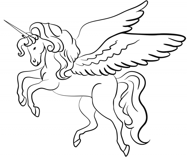 Winged Unicorn coloring page image