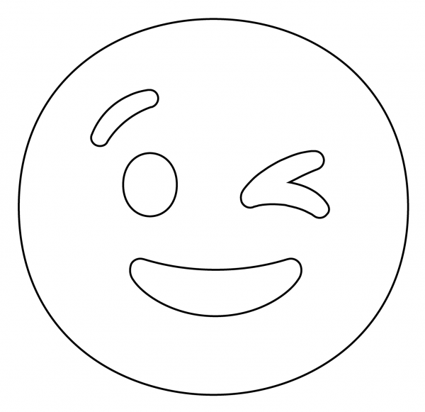Winking Face Emoji coloring page image