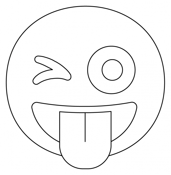 Winking Face with Tongue Emoji coloring page image