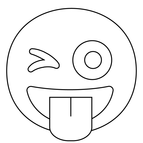 Winking Face with Tongue Emoji coloring page image