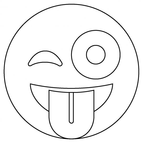 Winking Face with Tongue Emoji coloring page image