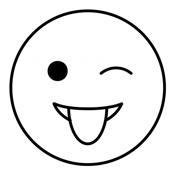Winking Face with Tongue Emoji coloring page image