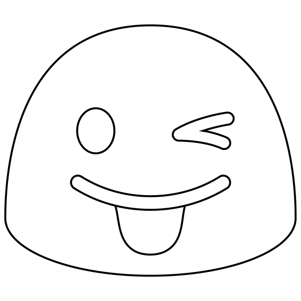 Winking Face with Tongue Emoji coloring page image