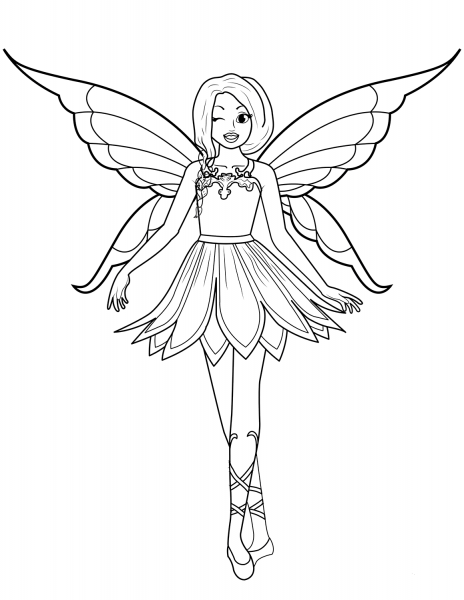 Winking Fairy coloring page image