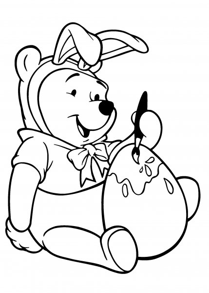 Winnie is Coloring Easter Egg coloring page image