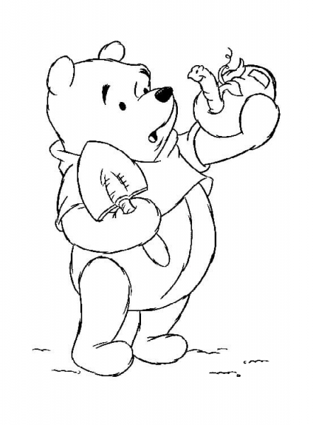 Winnie the Pooh And a Worm  coloring page image