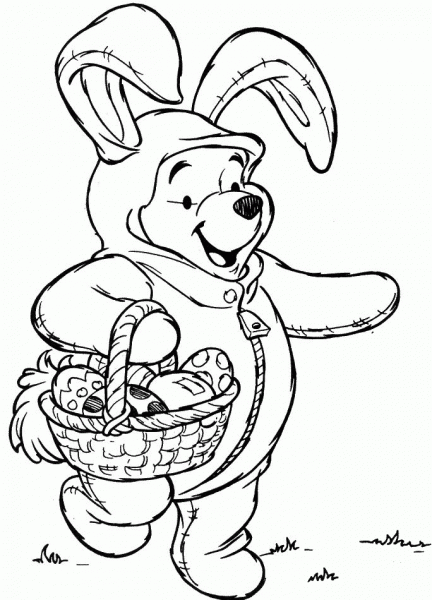 Winnie the Pooh In a Rabbit Costume  coloring page image