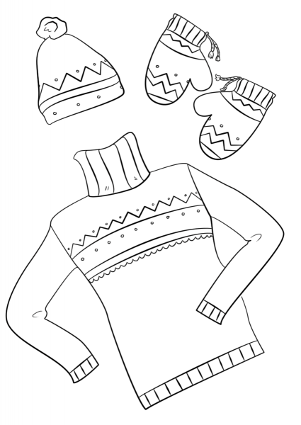 Winter Clothes coloring page image