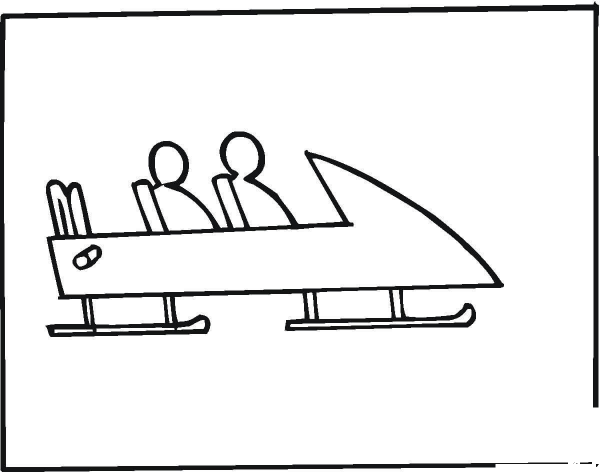 Winter Competition of Bobsleigh  coloring page image