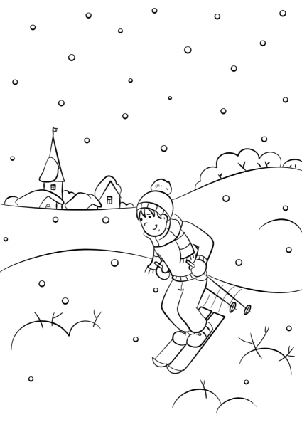 Winter Scene coloring page image
