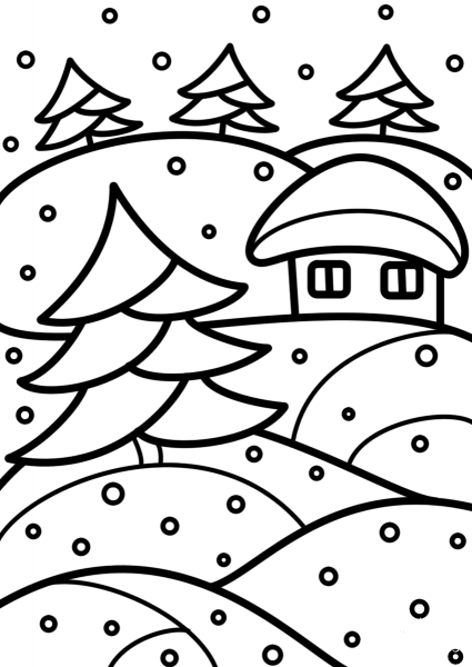 Winter Stained Glass coloring page image