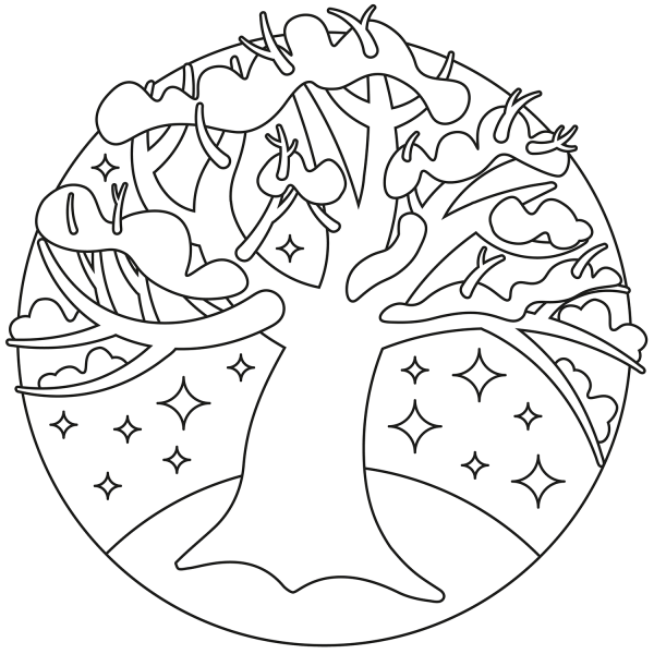 Winter Tree coloring page image