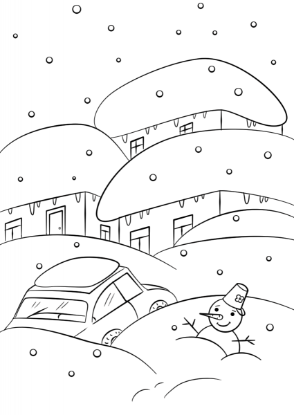 Winter Weather coloring page image
