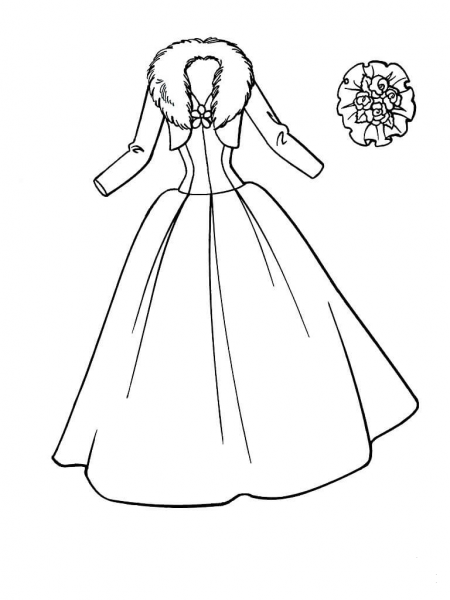 Winter Wedding Dress  coloring page image