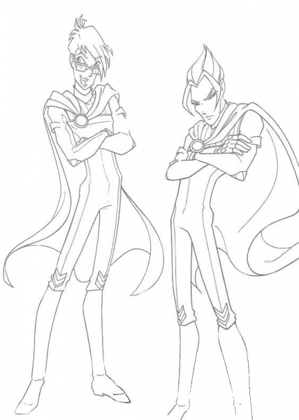 Winx boys coloring page image
