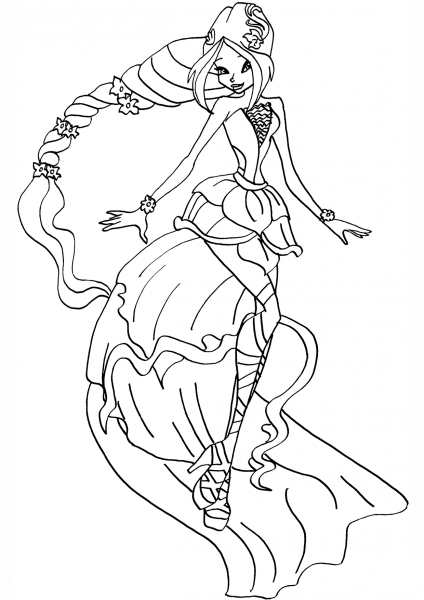 Winx Club Flora Harmonix coloring page image