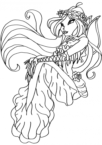 Winx Club Mermaid Flora coloring page image