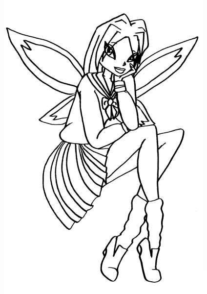Winx Club Schoolgirl Fairy coloring page image
