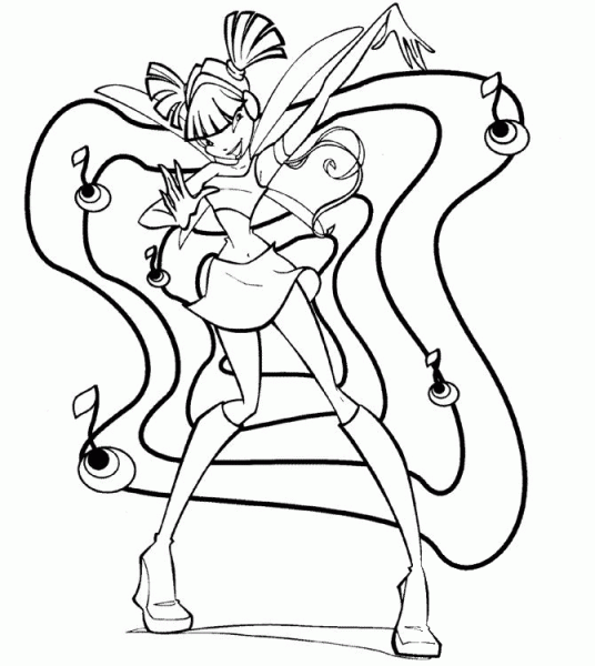 Winx Musa is dancing coloring page image
