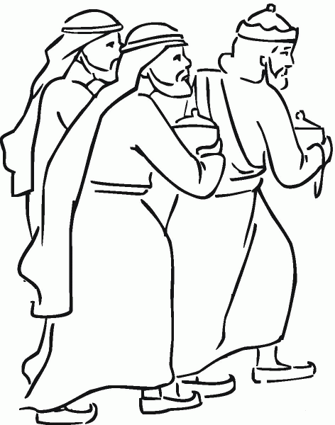 Wise Men with Gifts coloring page image