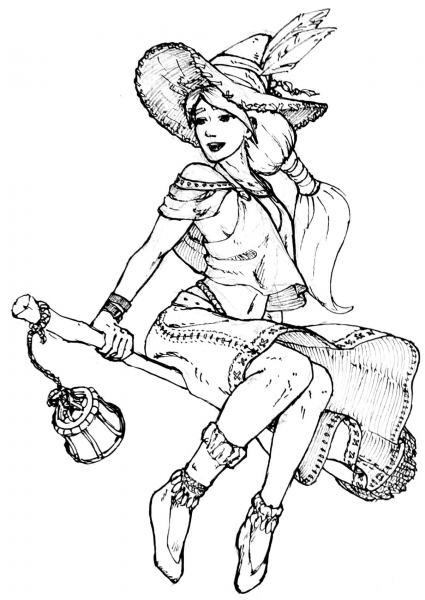 Witch coloring page image
