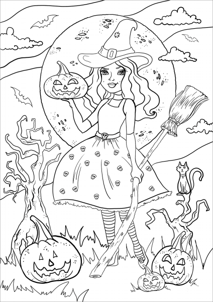 Witch coloring page image