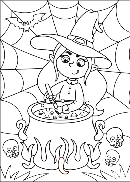 Witch coloring page image