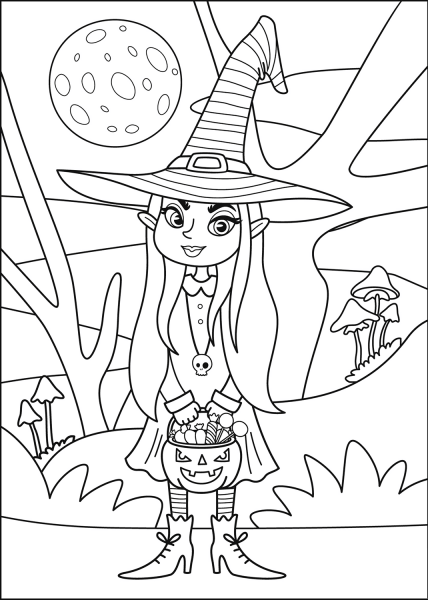 Witch coloring page image