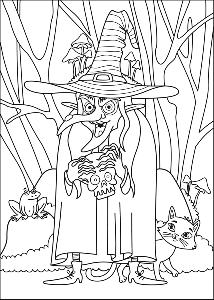 Witch coloring page image