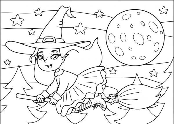 Witch coloring page image