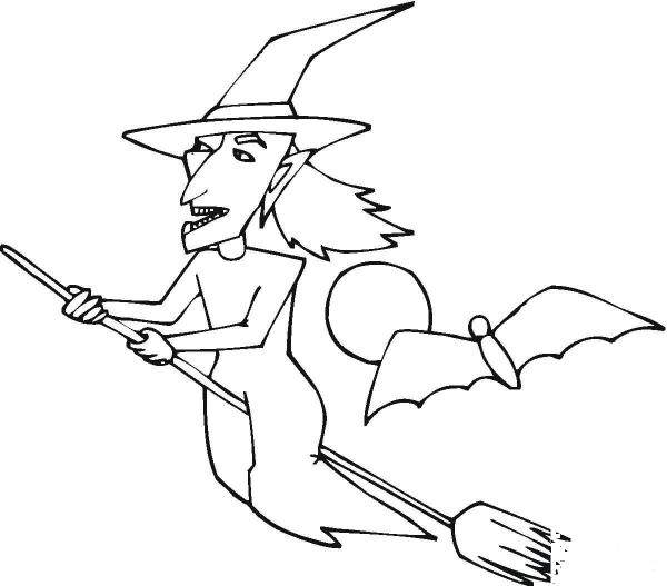 Witch Flying  coloring page image