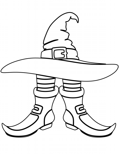 Witch Hat and Boots coloring page image