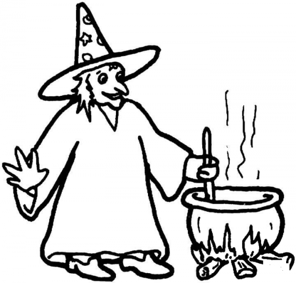 Witch Is Making  Poison  coloring page image