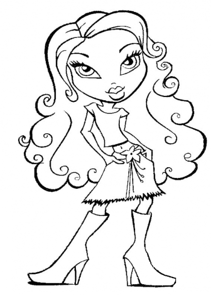 With Curly Hair  coloring page image