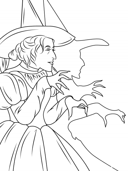 Wizard of Oz Wicked Witch coloring page image
