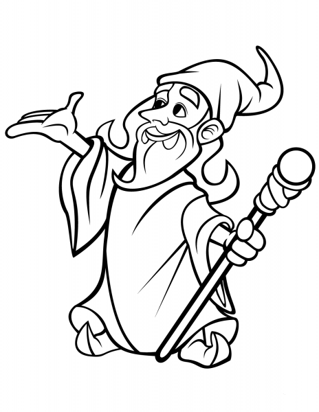 Wizard with Stuff coloring page image