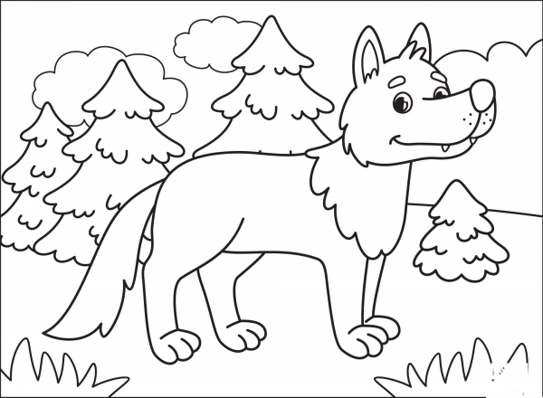 Wolf coloring page image