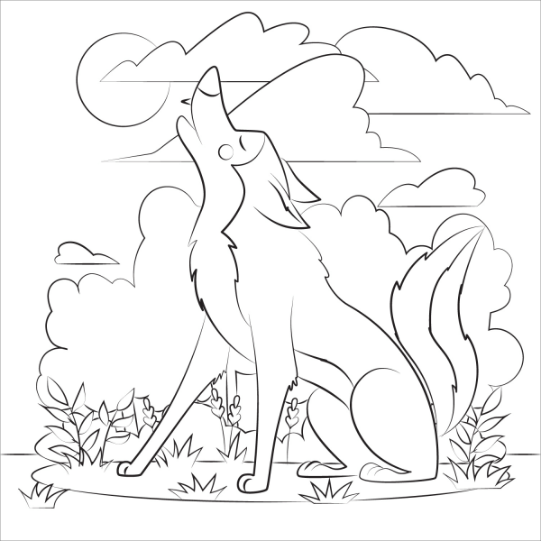 Wolf coloring page image