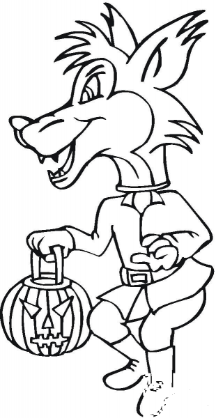 Wolf Going To Halloween Party  coloring page image