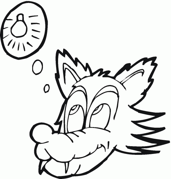Wolf has an idea coloring page image