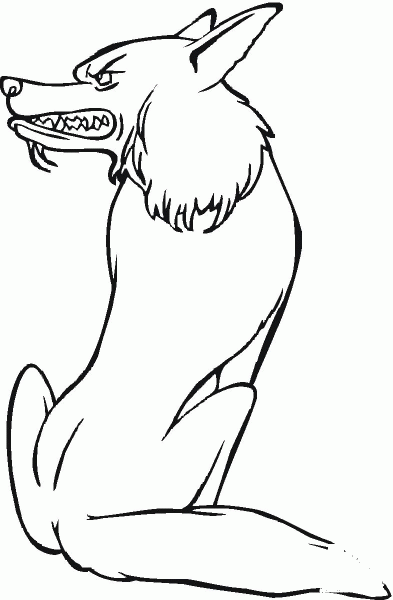 Wolf with scary face coloring page image