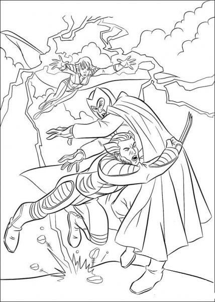 Wolverine fights against Magneto coloring page image