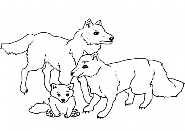 Wolves Family coloring page image