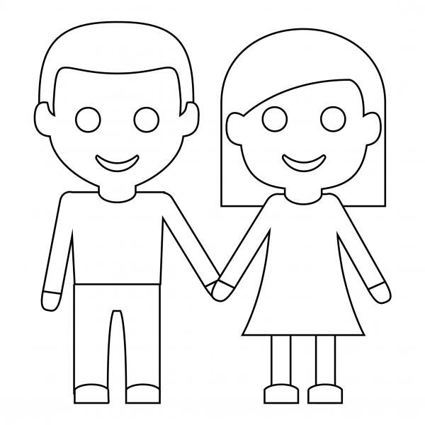 Woman and Man Holding Hands coloring page image