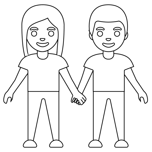 Woman and Man Holding Hands Emoji coloring page image