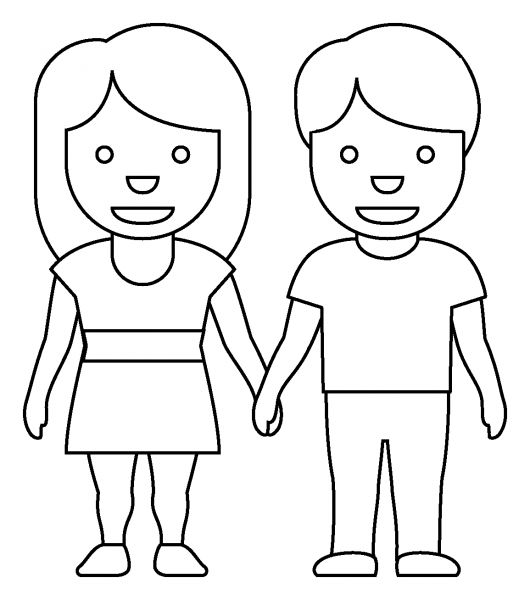 Woman and Man Holding Hands Emoji coloring page image